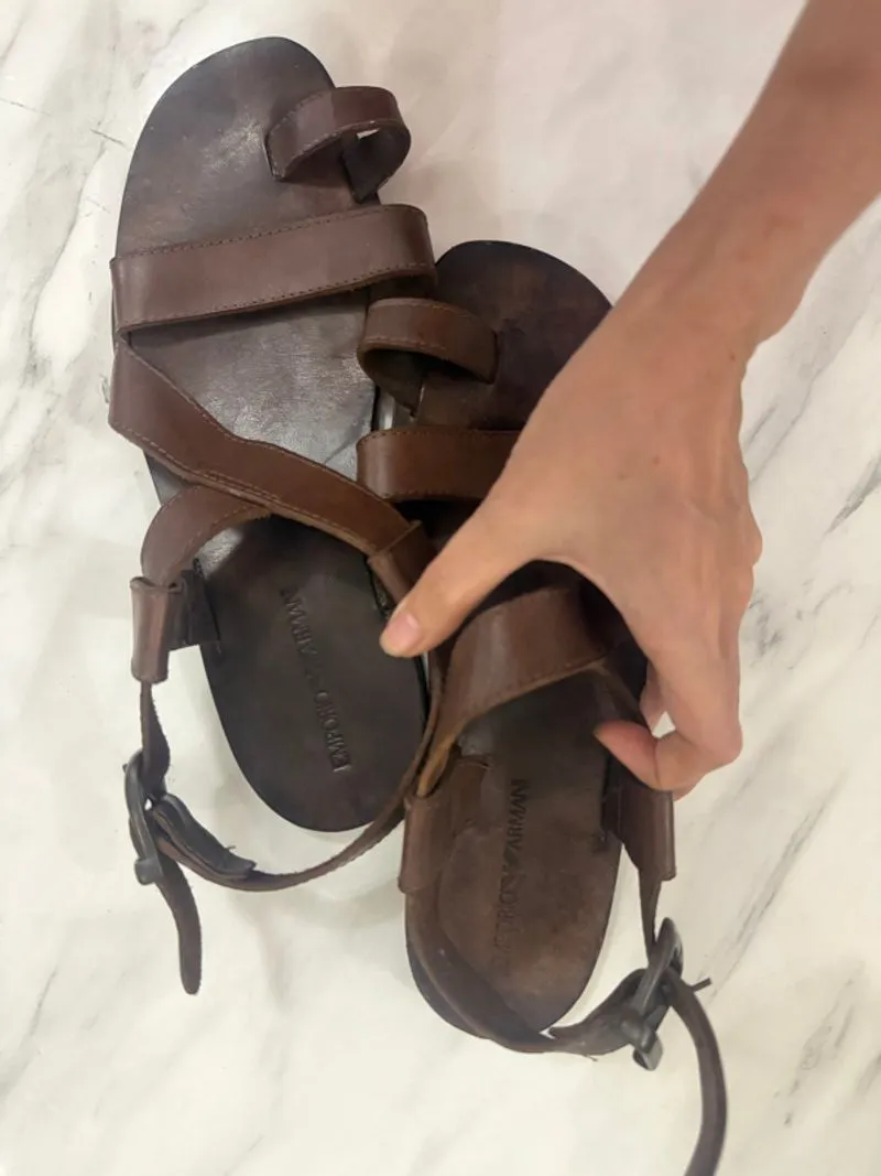 Emporio armani leather sandals brown photo 1