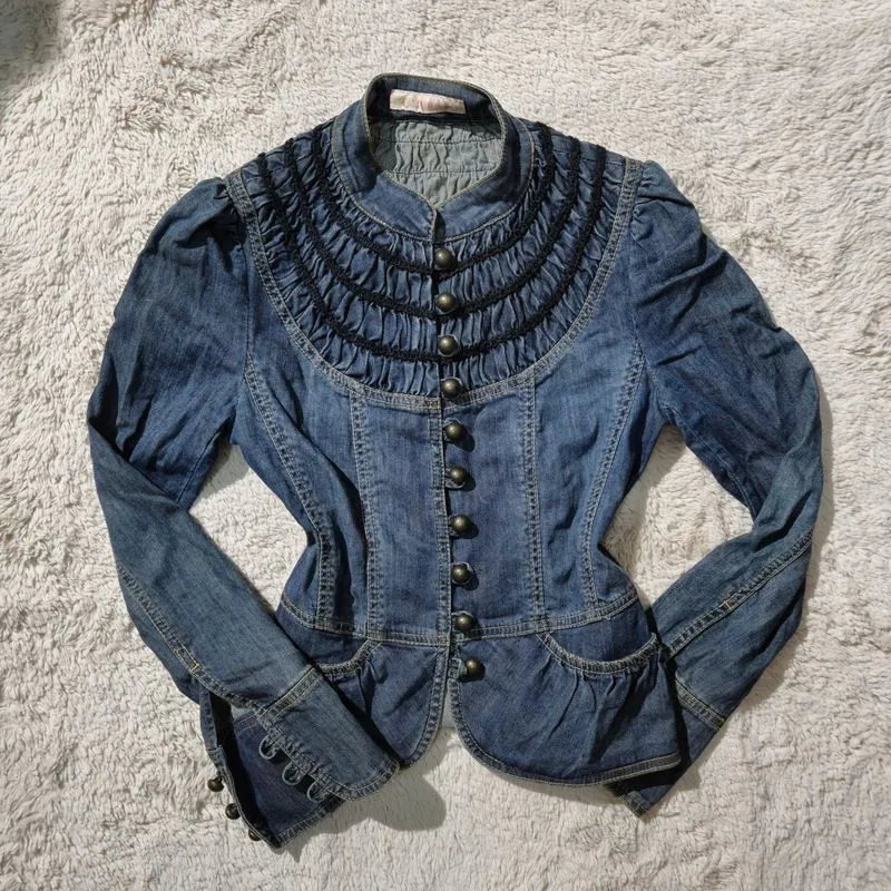 Vintage Y2K Denim jacket Wanita navy photo 1