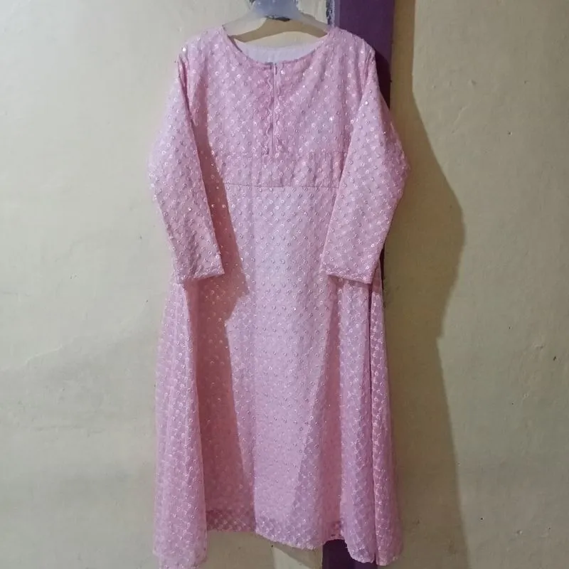 Minimalist Muslim Casual dress Wanita pink photo 1