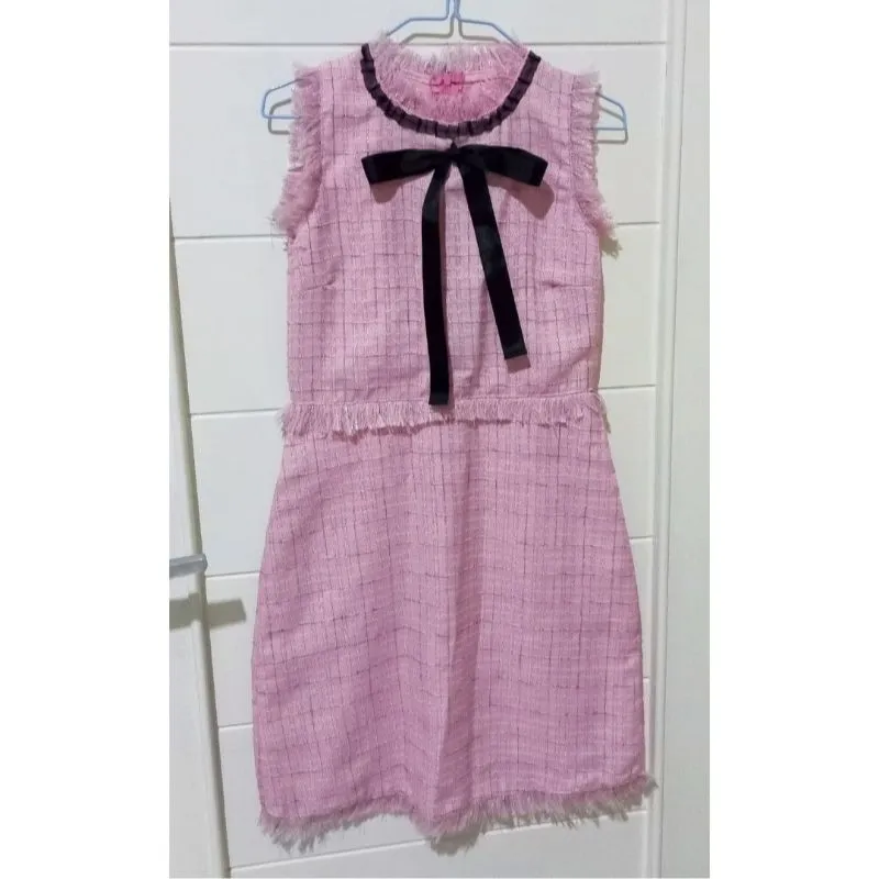 Meowchic cute pink tweed dress photo 1