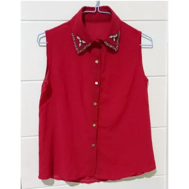 Red studded shirt photo 1