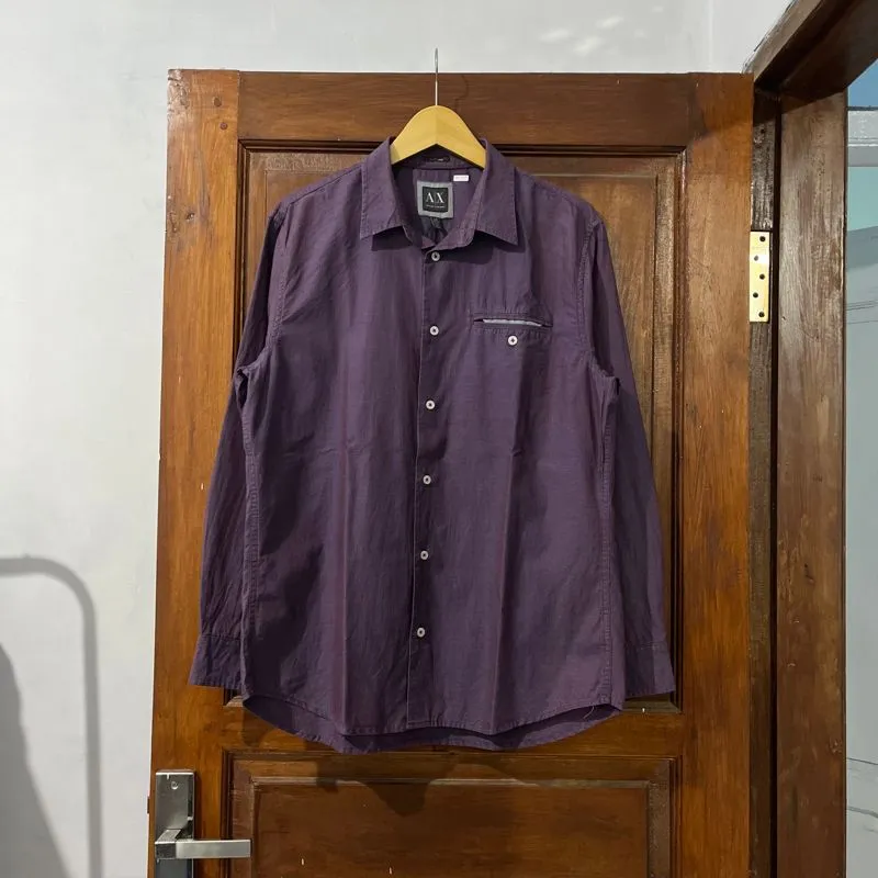 [L] Armani Exchange Long Sleeve Shirt (KM-027) I Maroon photo 1