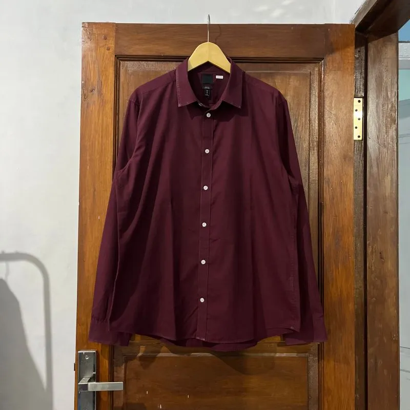 [XL] H&M Easy Iron Cotton Long Sleeve Shirt (KM-023) I Maroo photo 1