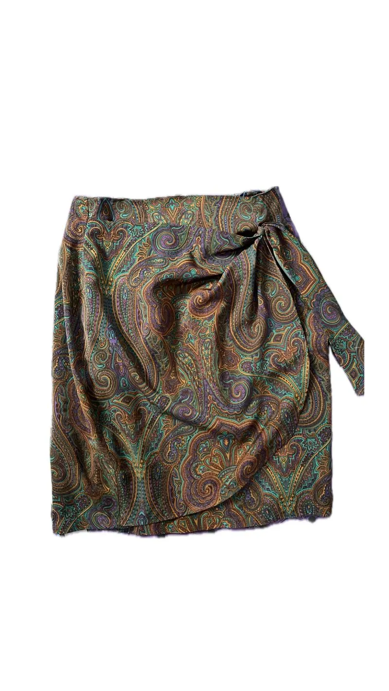 Vintage Skirt Wanita purple burgundy blue photo 1