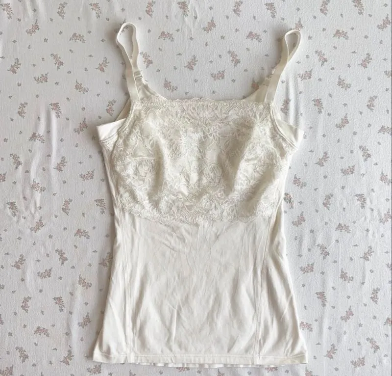 Thrift - White lace cami tank top photo 1
