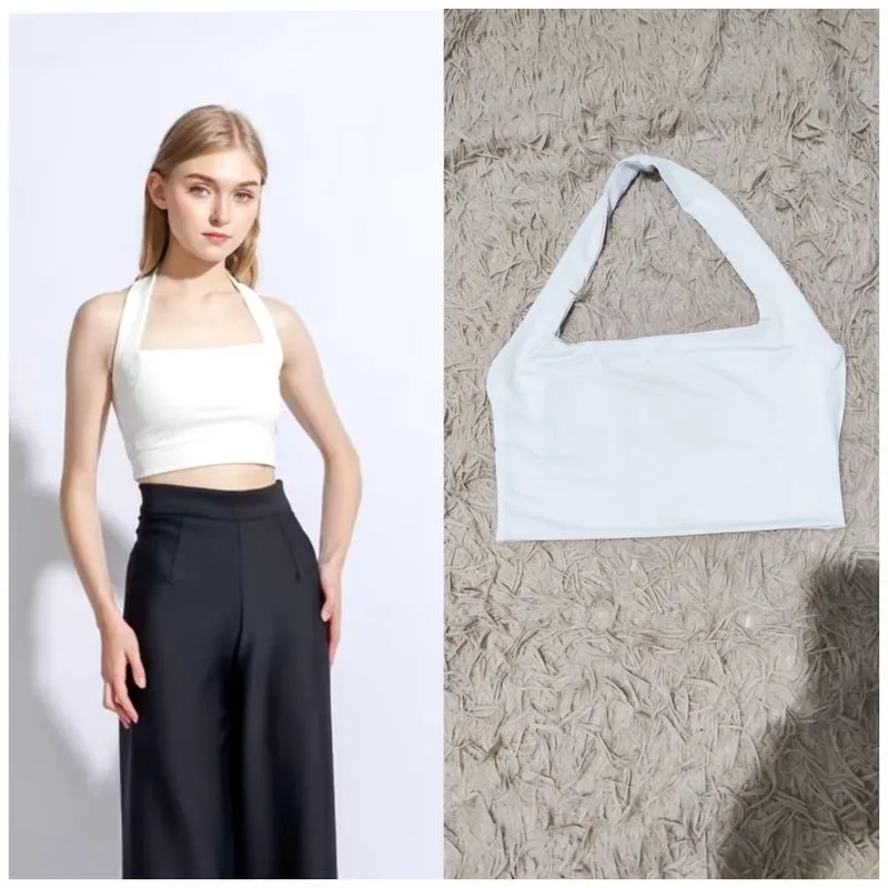 Minimalist Casual Crop top Wanita white photo 1