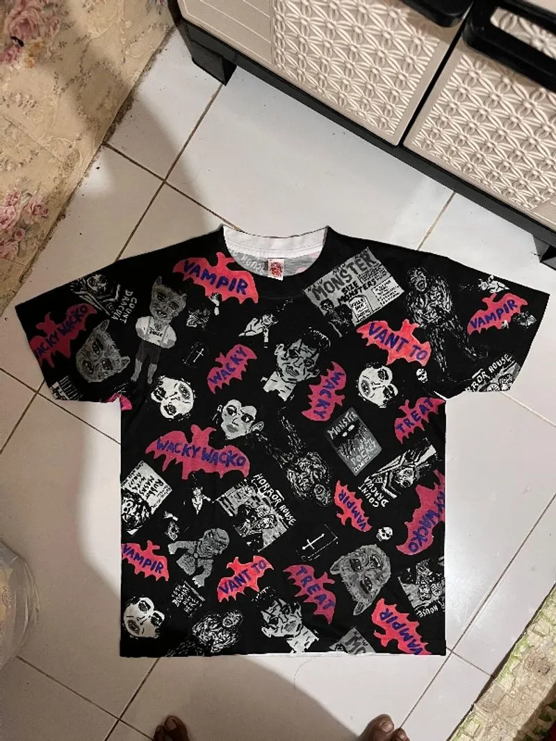 T SHIRT VINTAGE 80s WACKY WACKO FULL PRINT  photo 1