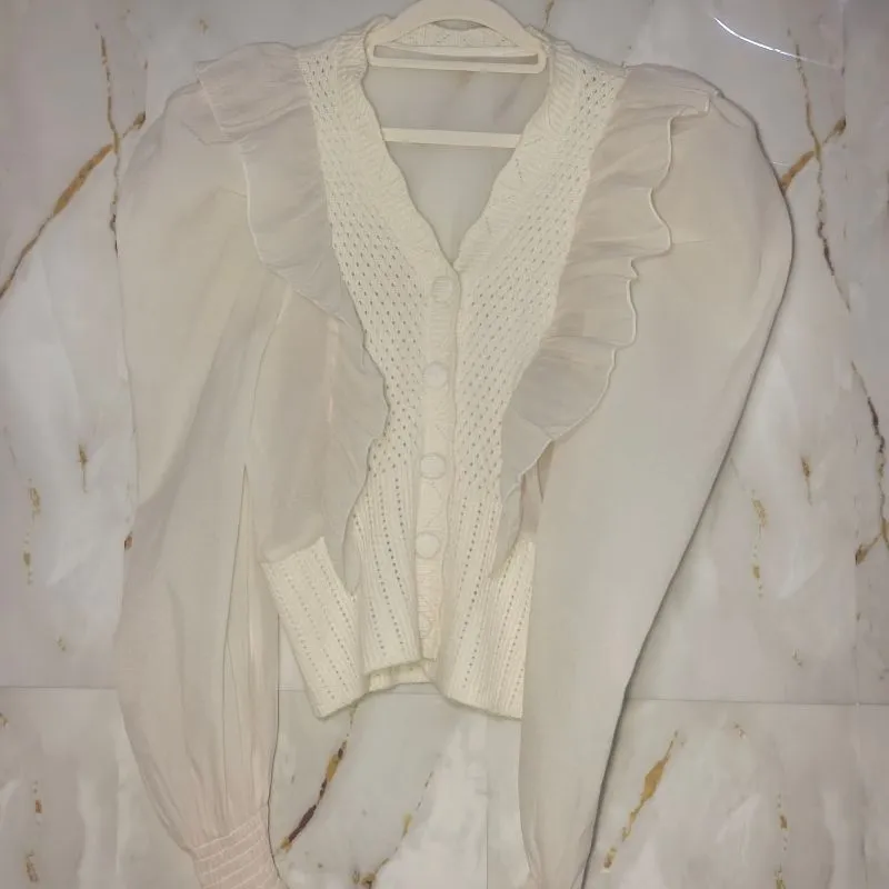 CARDIGAN RAJUT LENGAN LACE photo 1