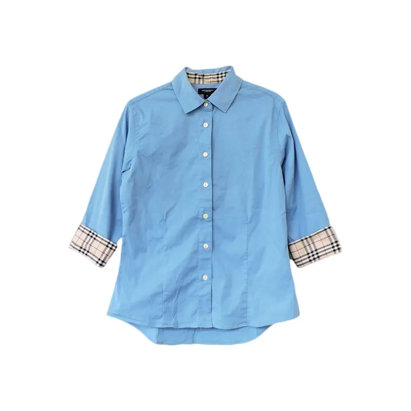 BURBERRY BLUE CHECK LONG SLEEVE SHIRT photo 1