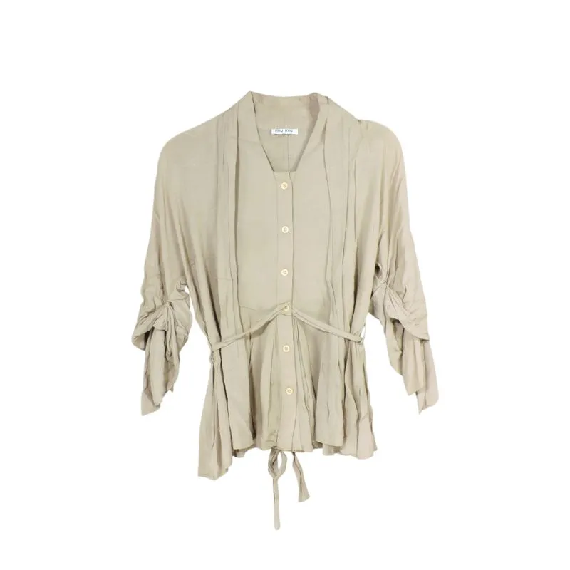 MIU MIU BROWN BLOUSE LONG SLEEVE SHIRT photo 1