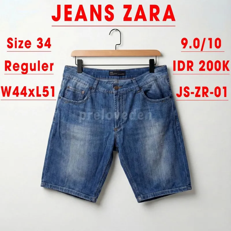 Zara Celana Pendek Jeans Denim Biru Size 34 Reguler Fit  photo 1