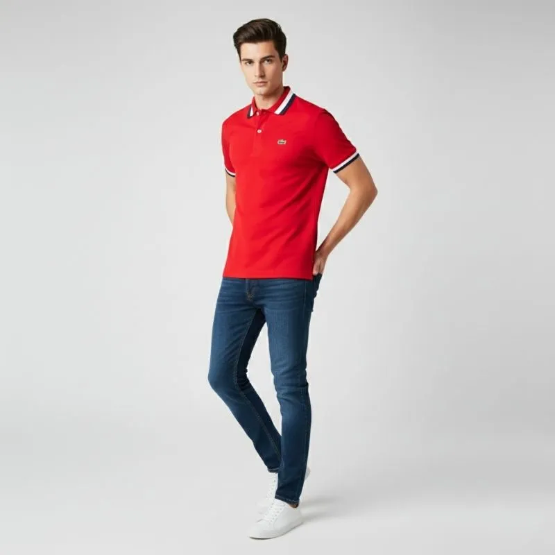 Kaos polo shirt LACOSTE twin tipped colour red Size No.4 photo 1