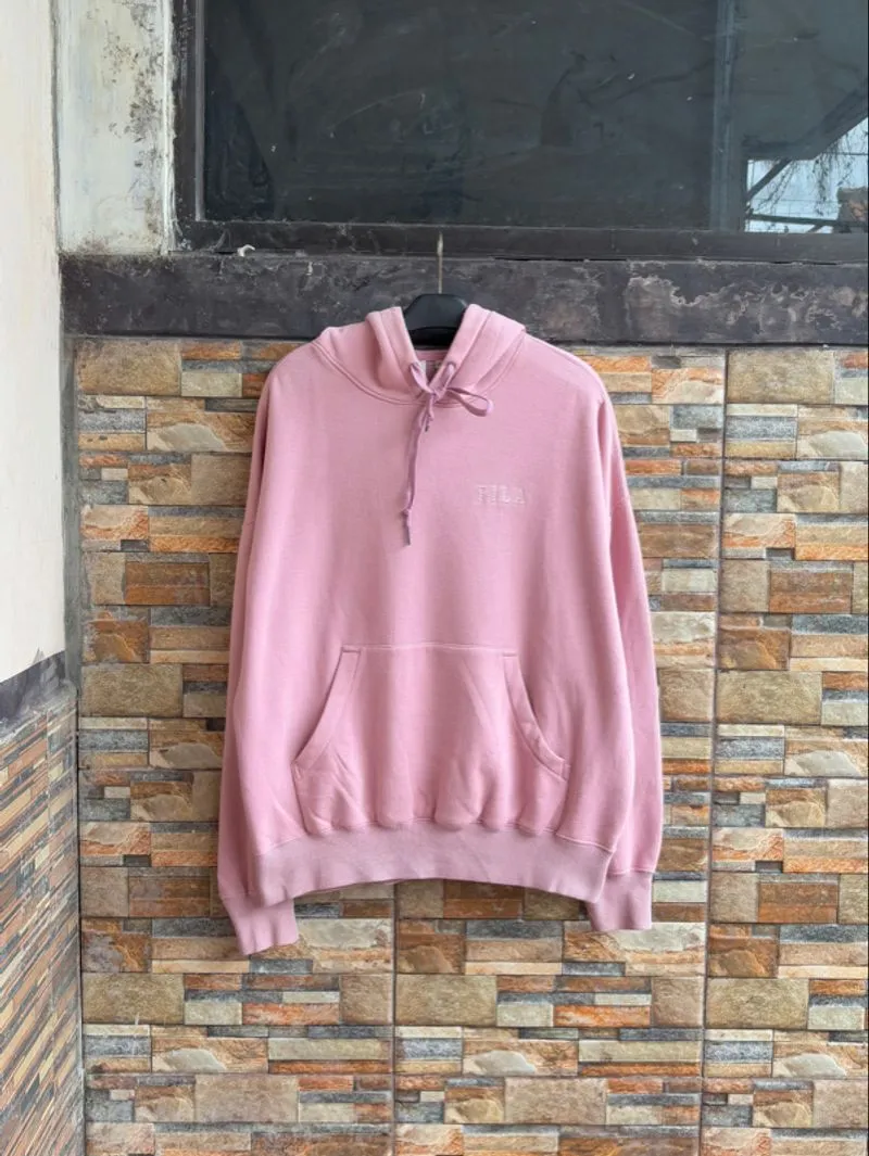 [Termurah] Fila Biella Italia Pink Hoodie Logo Velvet photo 1