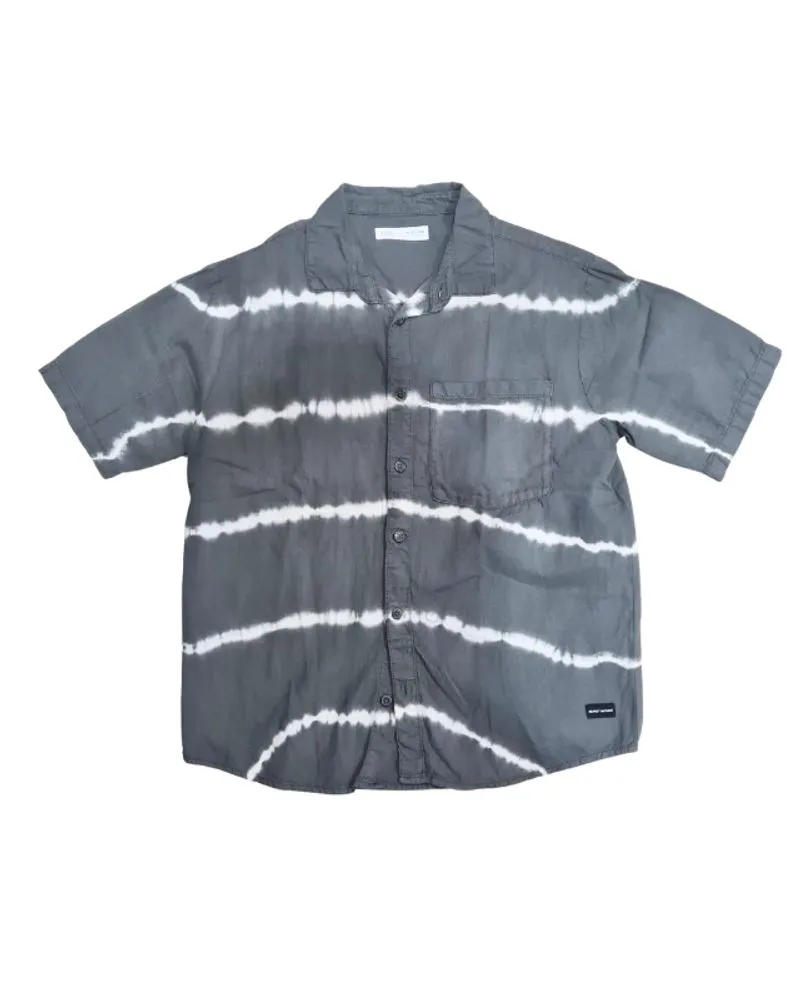 ZARA Men's Youth Gray White Striped Tie Dye Shirt photo 1