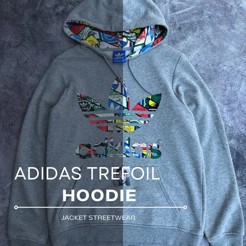 Adidas Streetwear Casual Hoody Pria multicolor gray photo 1