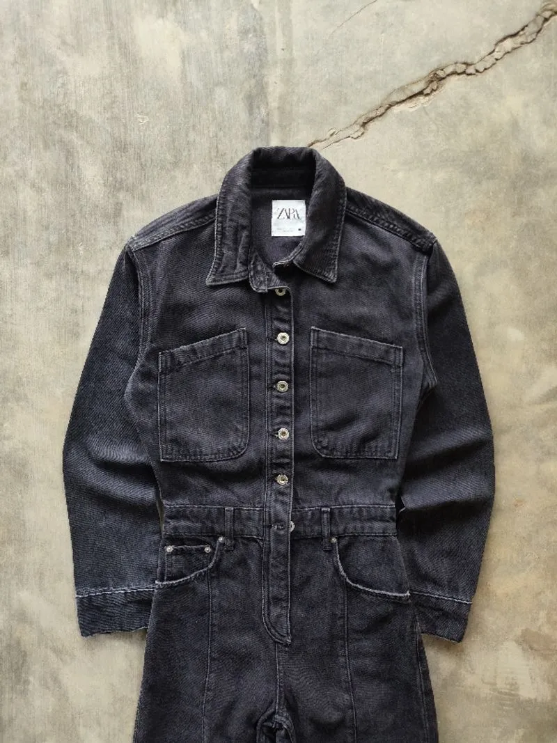 JUMPSUIT ZARA DENIM BLACK WASHED photo 1