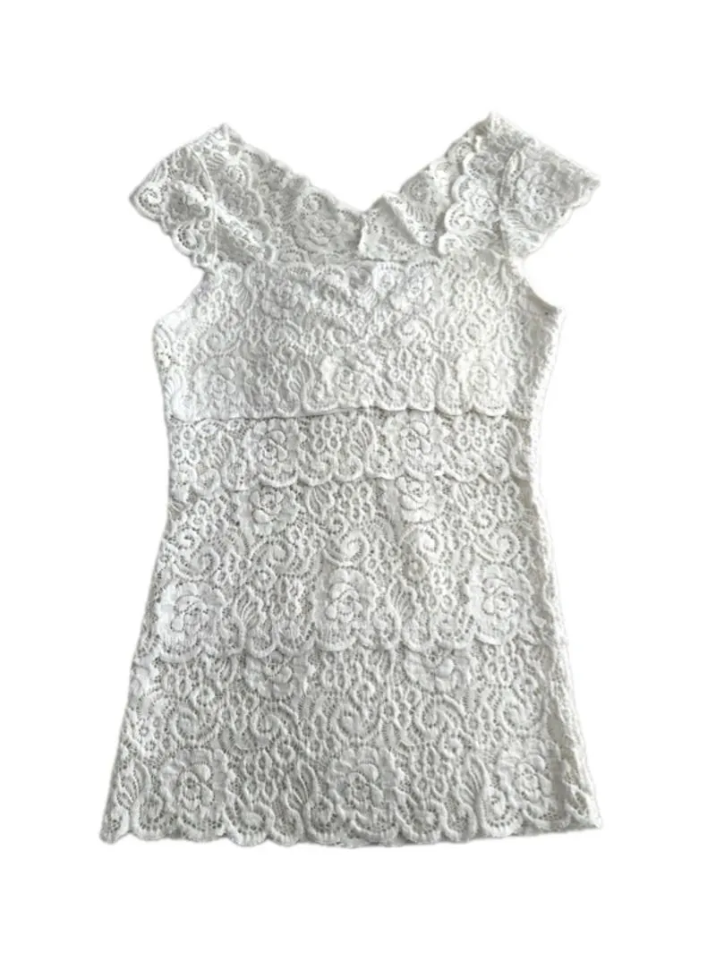 White Floral Lace Top  photo 1