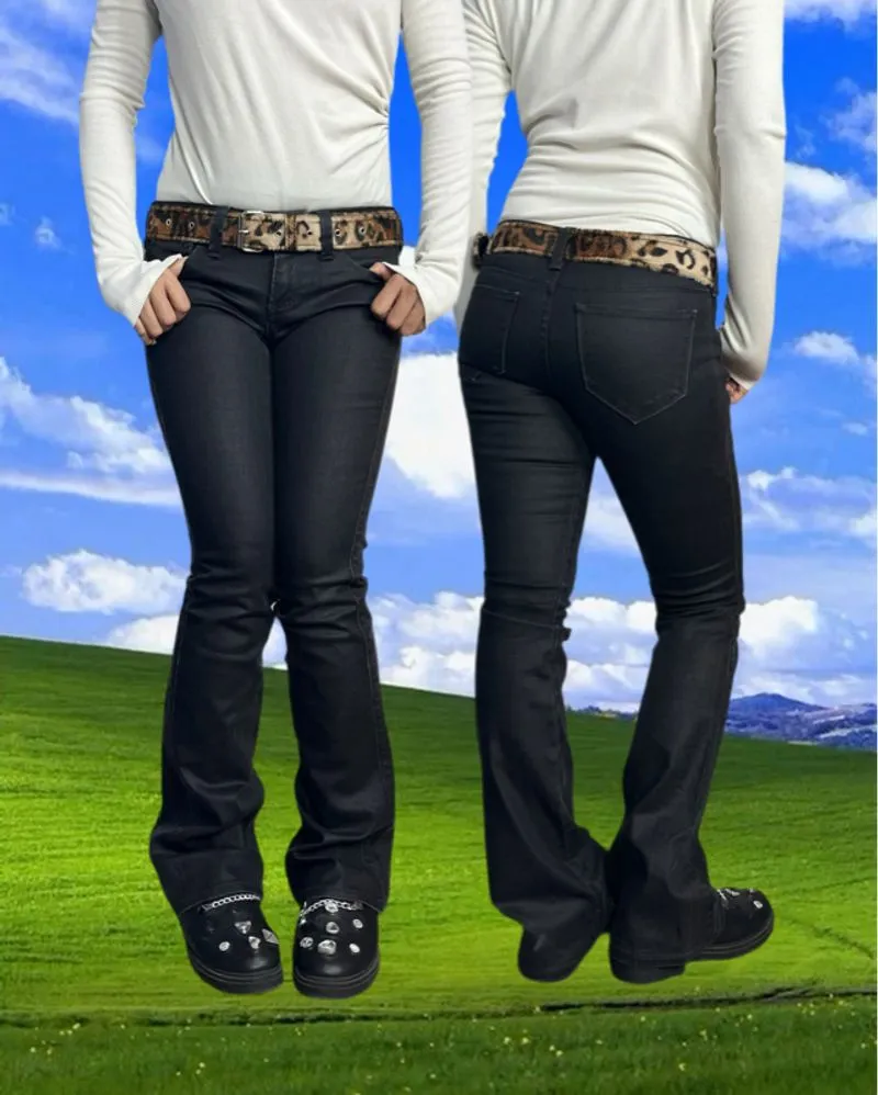 Black Number Leather Lowrise Flare jeans photo 1