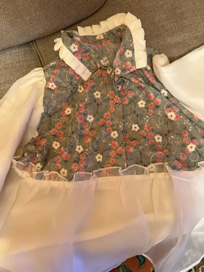 blouse kemeja wanita bordir renda korean style photo 1