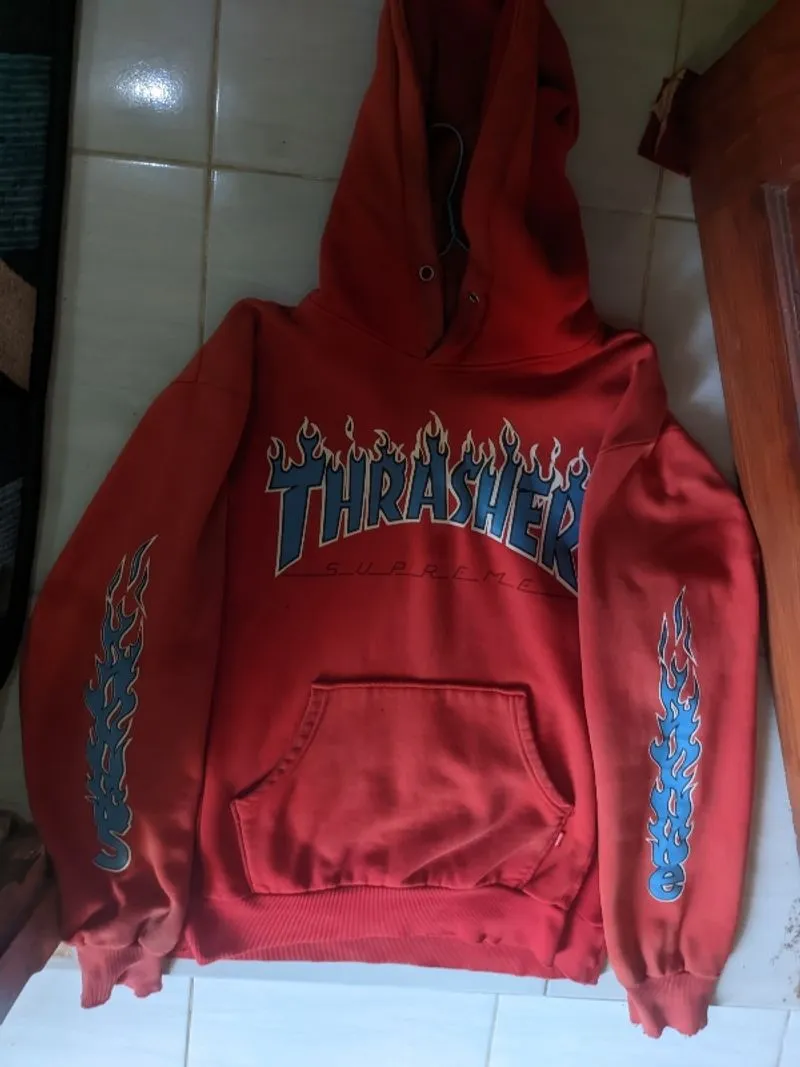 Thrasher x Supreme Hoodie blue flame photo 1