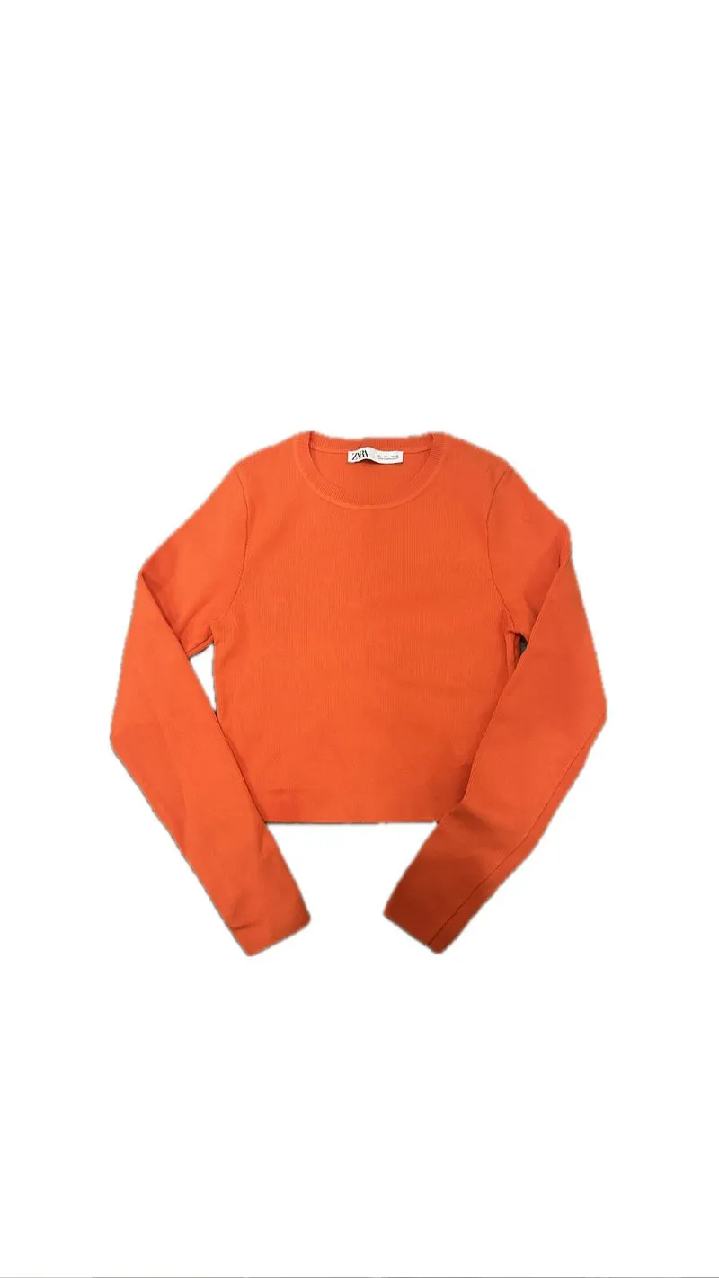 ZARA Minimalist Casual T-shirt Wanita orange photo 1