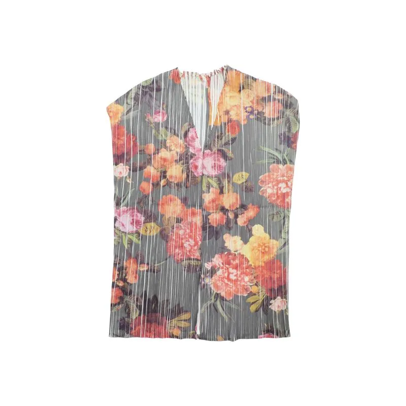90’S ISSEY MIYAKE PLEATS PLEASE FLORAL SLEEVELESS SHIRT photo 1