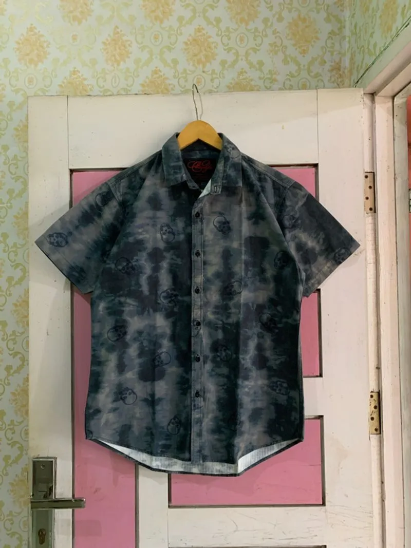Skull Y2K short Sleeve Kemeja vintage aop fullprint photo 1