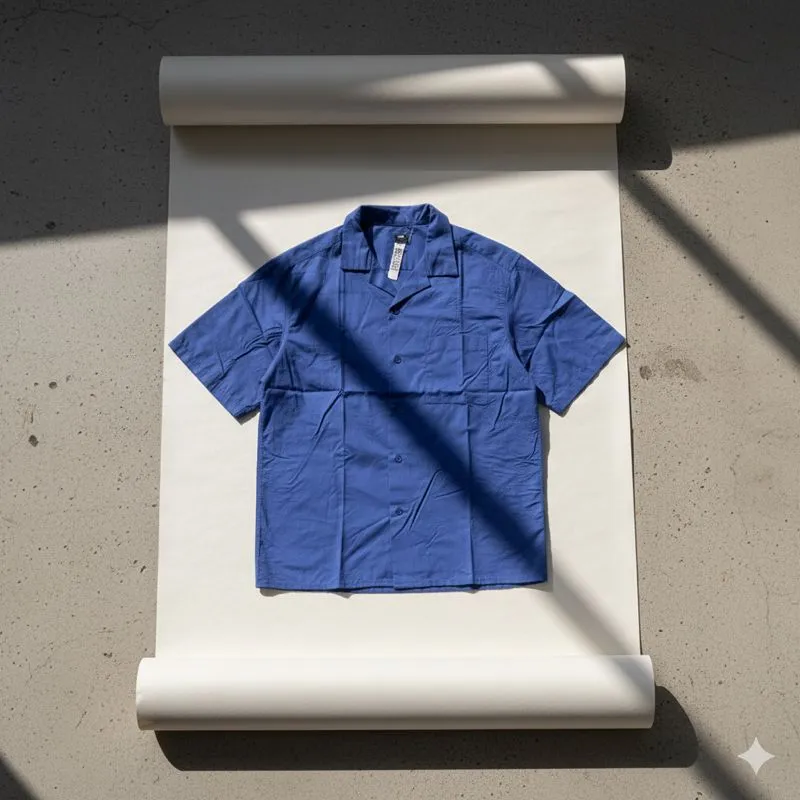 Uniqlo Basic Blue Open Collar Pocket Rayon Shirt photo 1