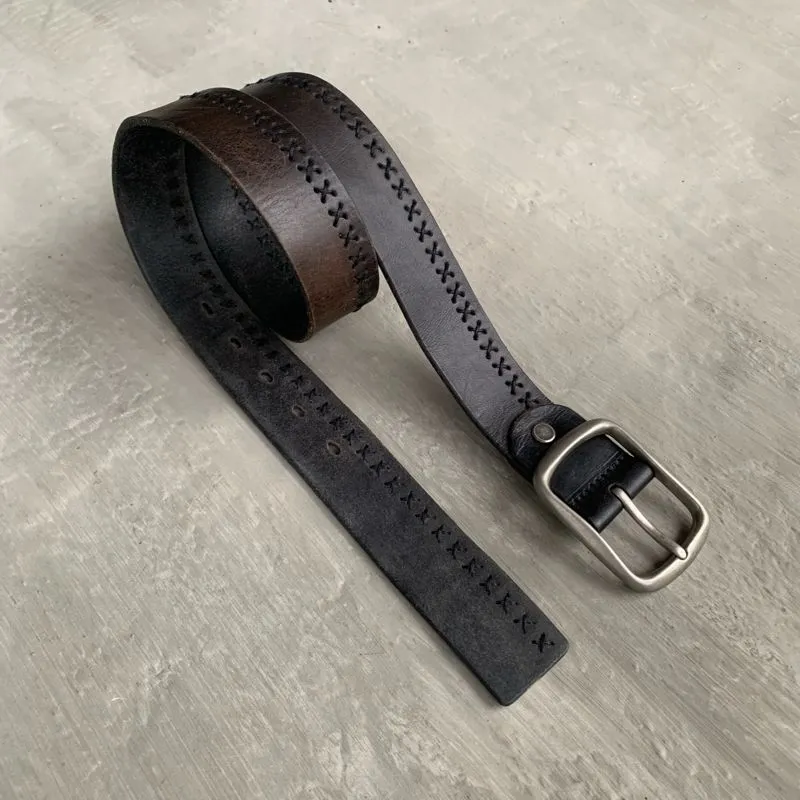 Jambangee leather hard buckel steel belts dark brown  photo 1