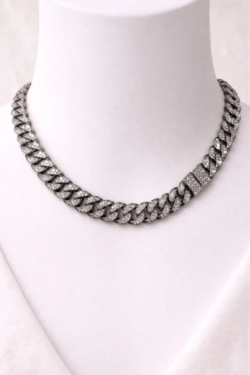 Kalung Cuban Link Premium Silver Ice Full Stone – Elegan & M photo 1