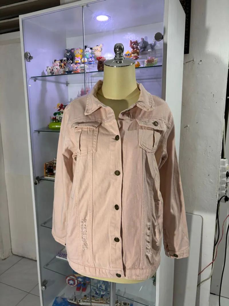 jaket denim mky pink muda lengan panjang photo 1