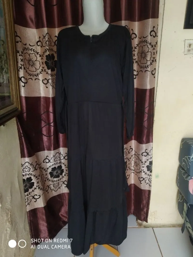 Gamis polos warna hitam photo 1