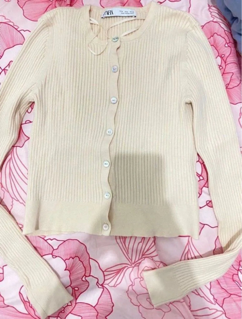 cardigan zara ribbed knit croptop photo 1