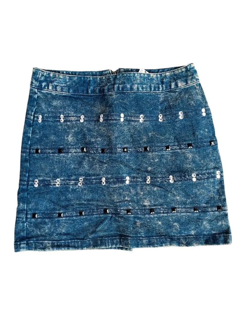 Si jeans diamond detail faded denim skirt  photo 1