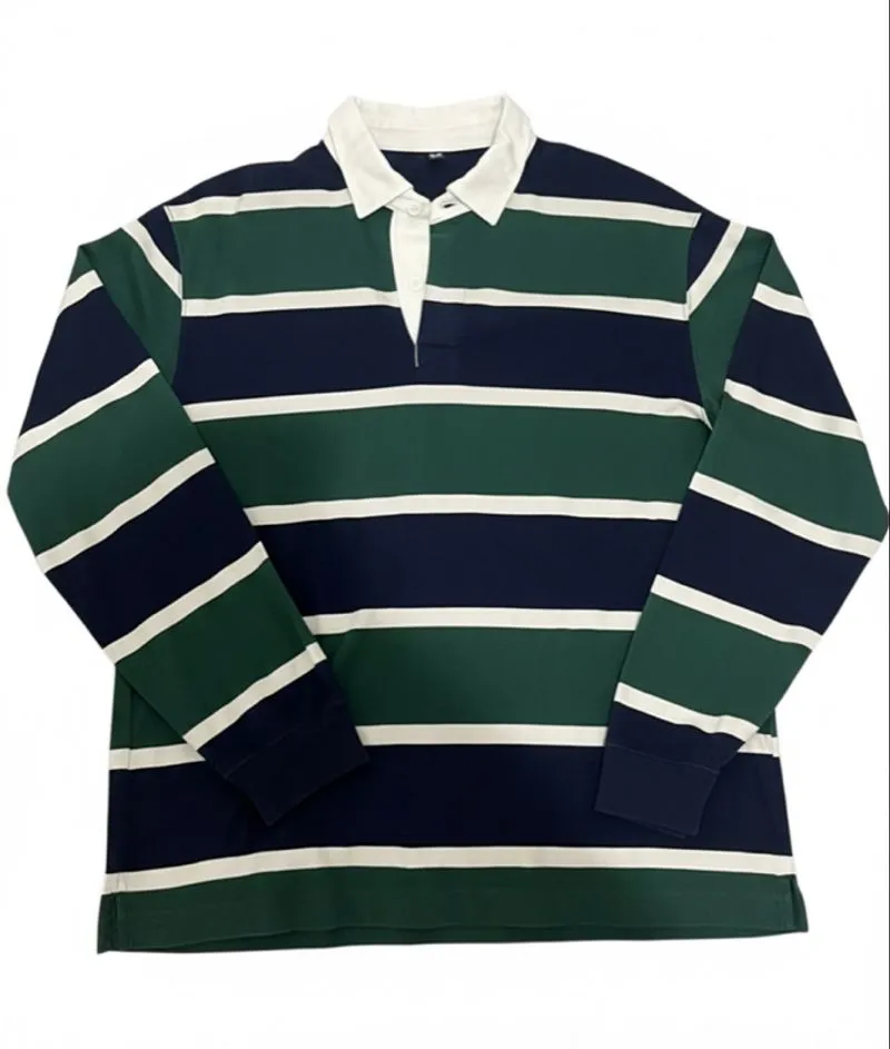 Uniqlo striped long-sleeve rugby polo shirt photo 1