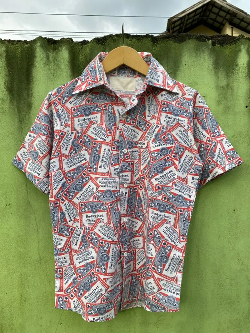 Budweiser All Over Print AOP Vintage Short Sleeve Shirt photo 1