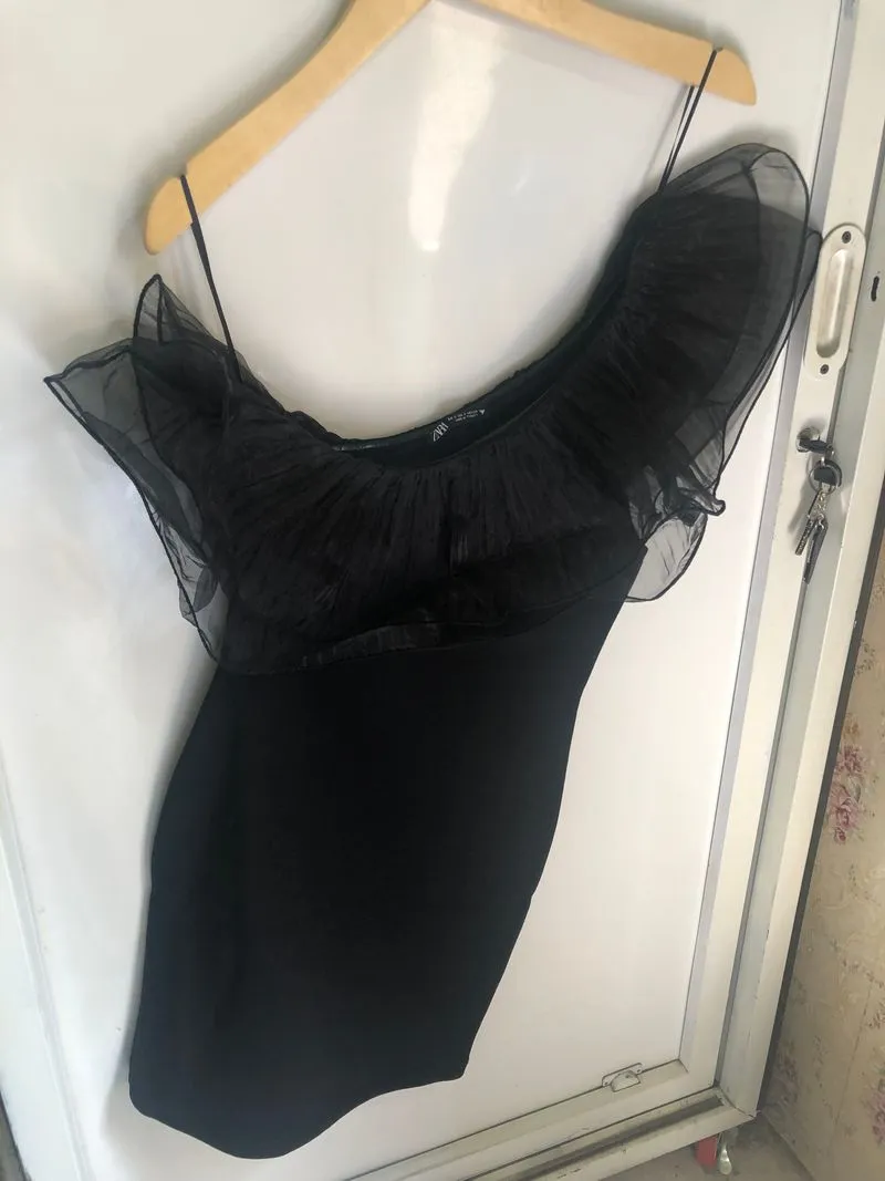 ZARA Luxury Minimalist Midi dress Wanita black photo 1
