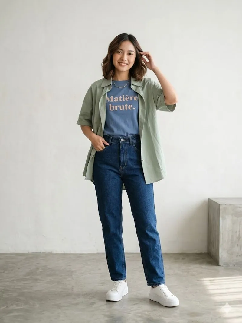 Kemeja pendek sage stylish photo 1