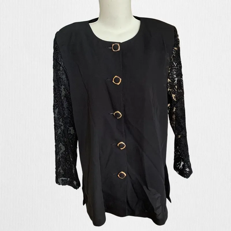 Black Blouse Gold Button photo 1