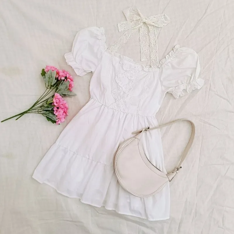 RAD FOUR REAL White Mini Dress | Coquette Lolita Kawaii Styl photo 1