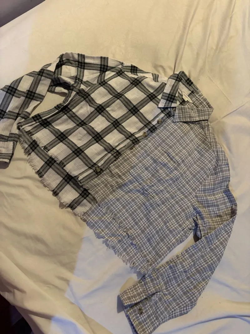 Aeropostale - flannel 2 different side cropped shirt  photo 1