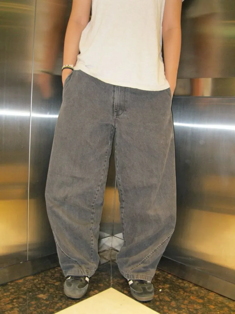 korean brand washed black jeans  photo 1