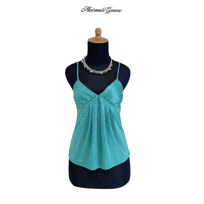 Vintage Y2K Cami top Wanita green blue photo 1