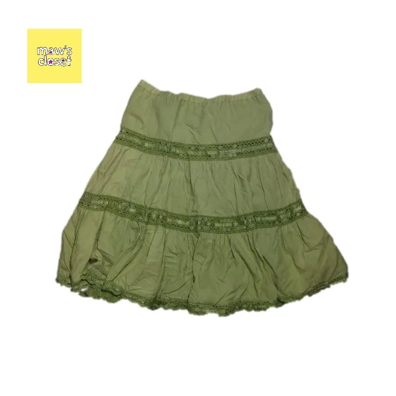 90s Whimsical Lace green midi skirt  photo 1
