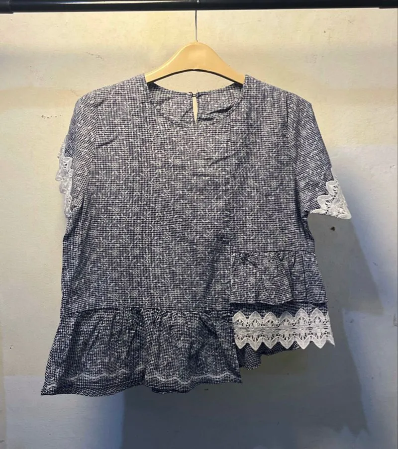 Ruffle Blouse Gray  photo 1