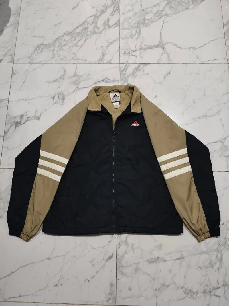 Vintage Adidas black and cream zip-up tracksuit jacket photo 1