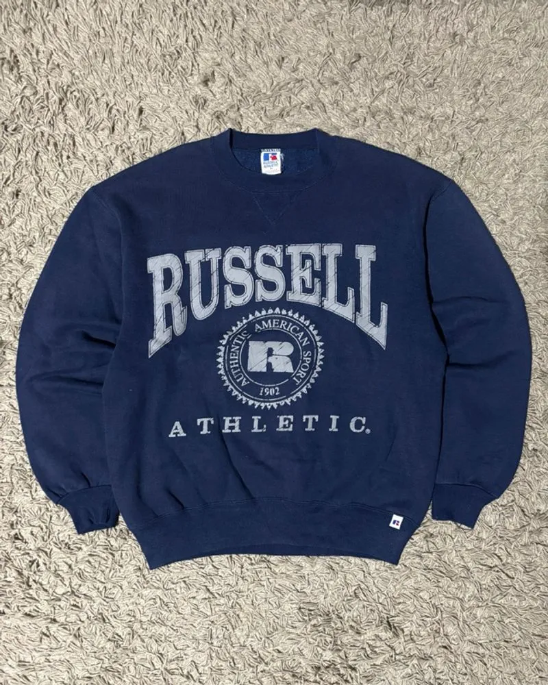 1990’s Russell Athletic “Spellout” Navy Sweatshirt photo 1