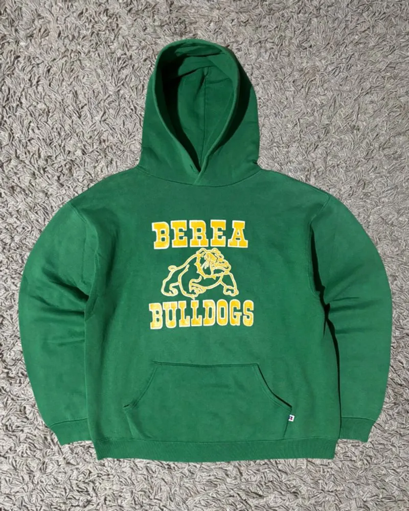 1980’s Russell Athletic “Berea Bulldogs” Kelly Green Hoodie photo 1