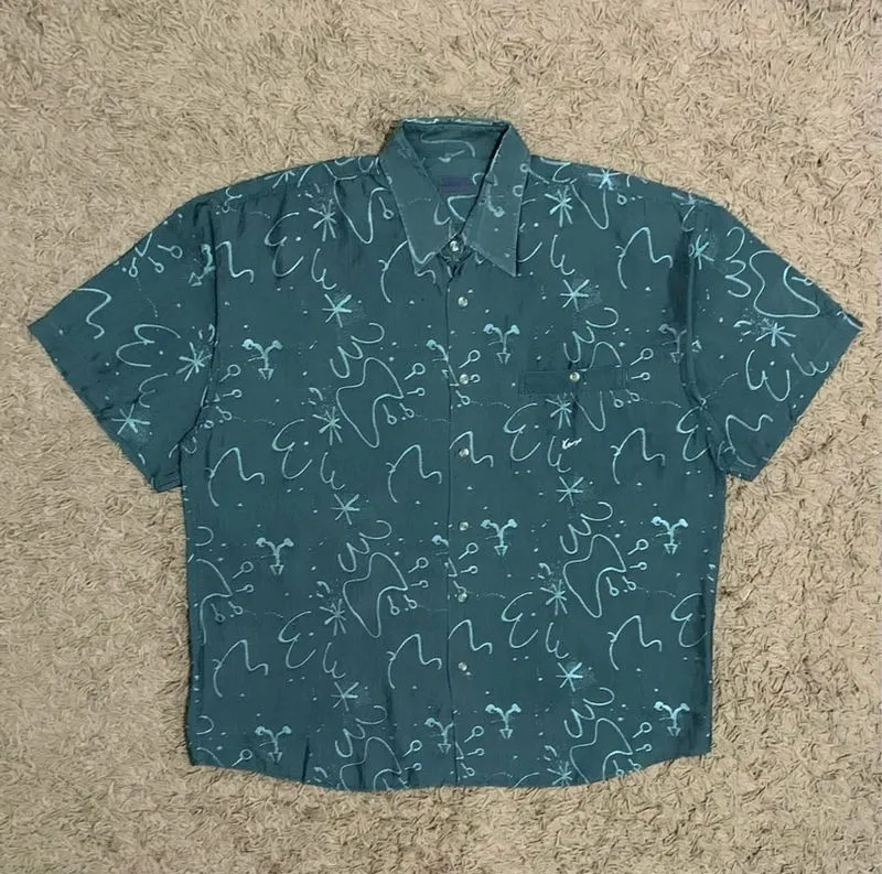 1990’s Kenzo Homme “Electric Blue” Patterned Shirt photo 1