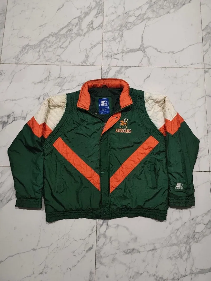 VINTAGE 1990s University of Miami Starter Jacket Size L photo 1